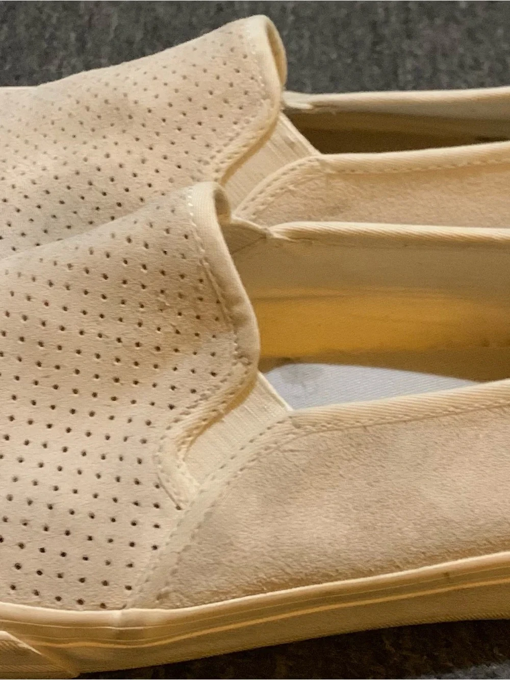 Keds Women's Double Decker Perforated Suede Slip-On Sneakers Cream Color Sz. 11
